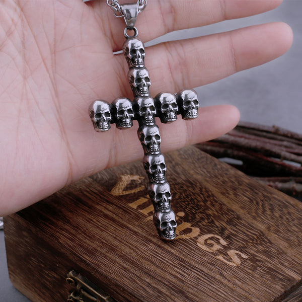 Collar con calavera cruzada neogótica para hombre, estilo retro hip hop, estilo callejero, colgante de motociclista.