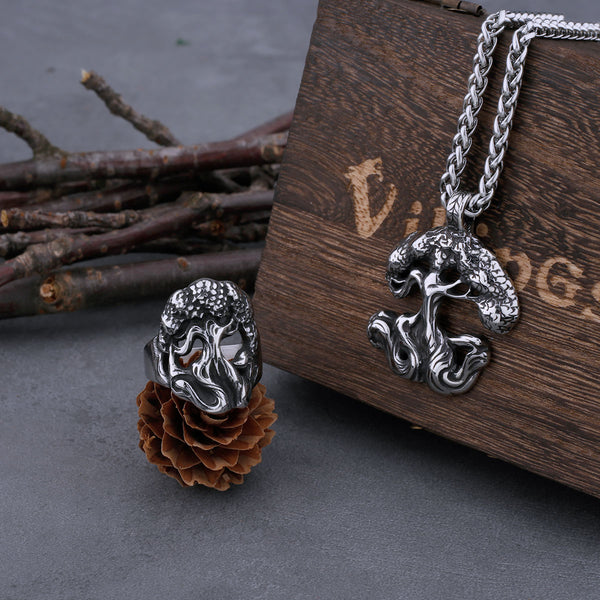 Collar vikingo de acero inoxidable con el árbol de la vida Yggdrasil para hombre, colgante de protección del árbol del mundo.