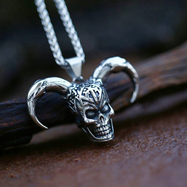 Collar con colgante de payaso para hombre, estilo gótico, estilo punk, hip hop, de acero inoxidable, con calavera de motociclista.