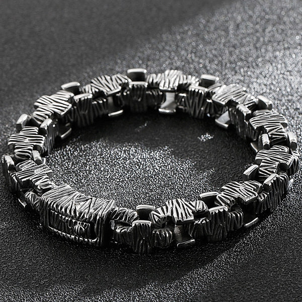 Pulsera vintage de acero inoxidable con cadena de 10 mm y 8,9" para hombre.