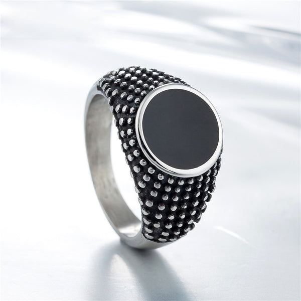 Anillos redondos negros vintage góticos para hombres y mujeres