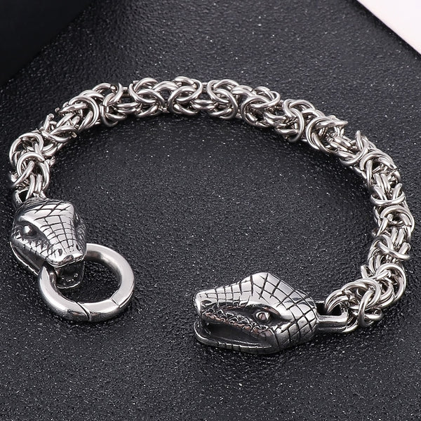 Lion Snake Dragon Skull Head On Hand Bands Bracelet For Men