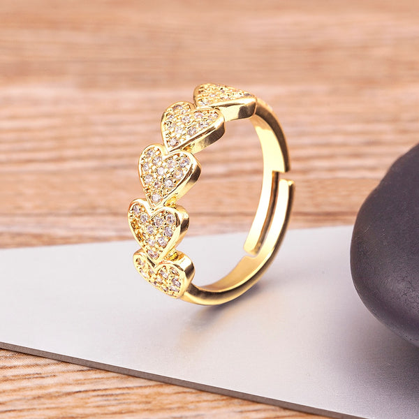 Anillos ajustables abiertos con corazón romántico y temperamento para mujer