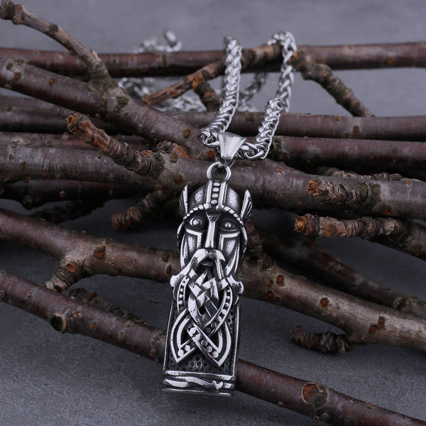 Collar de guerrero vikingo de acero inoxidable con amuleto colgante de casco con cuernos eslavos para hombre