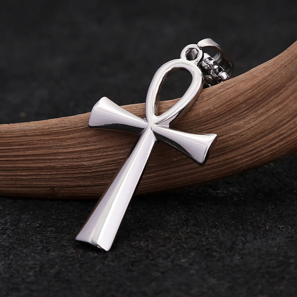 Collares colgantes sencillos de cruz egipcia Ankh de alto pulido para hombres