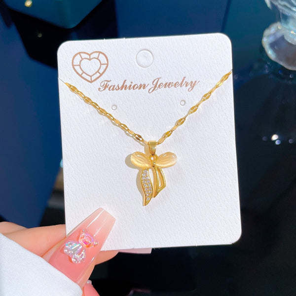 Collar de lujo con colgante de lazo de trébol de ópalo para mujer