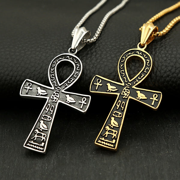 Collar con colgante de cruz egipcia antigua Ankh personalizado y moderno para amantes