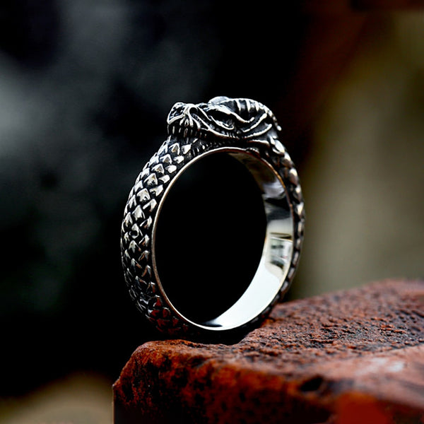 Unique Vintage Stainless Steel Dominant Dragon Rings Punk Fashion Animal Rings For Men Women