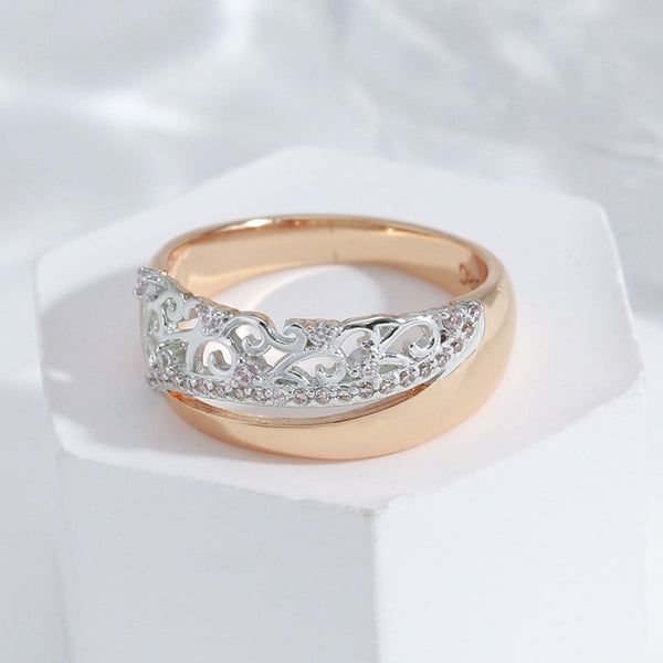 Anillos de circonita hueca con textura de color plata vintage para mujer