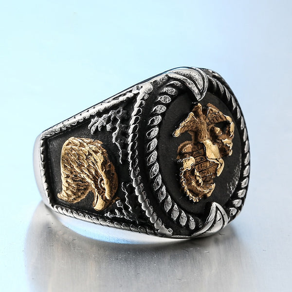 Anillo de ancla vikingo vintage de acero inoxidable para hombre