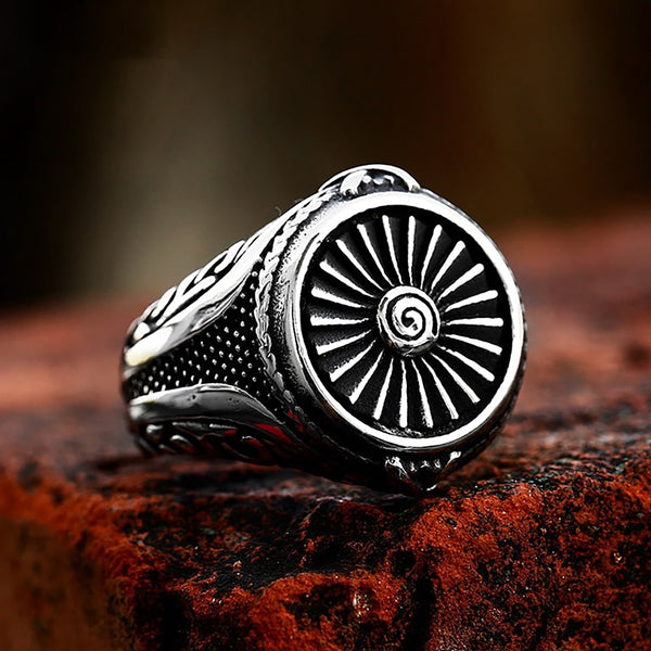 Anillo único de acero inoxidable estilo motocicleta vintage para hombre