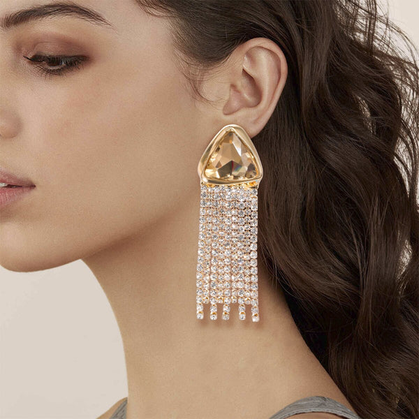 Pendientes colgantes con borlas de diamantes de imitación de medusas de moda para mujer