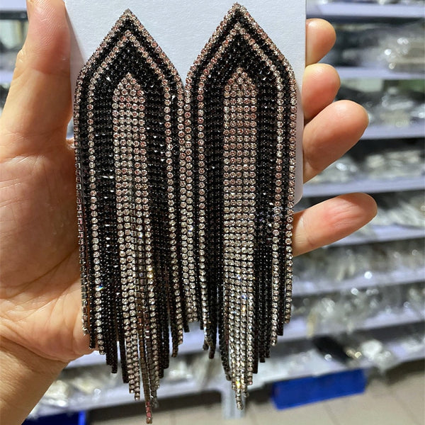 Pendientes colgantes de diamantes de imitación de color azul plateado de moda