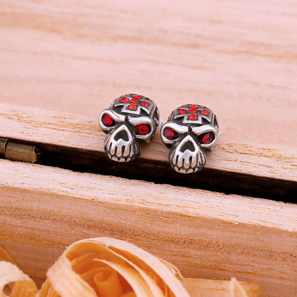 Pendientes de moda con calavera cruzada para hombre y mujer, de acero inoxidable, estilo hip hop.