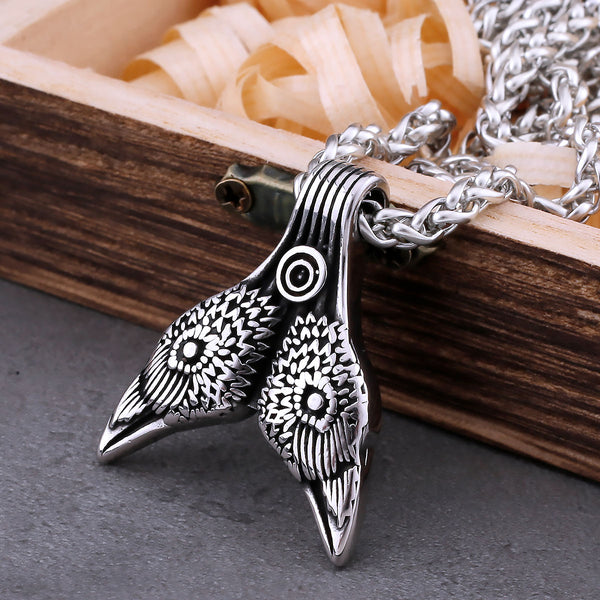 Collar vintage con cabeza de cuervo vikingo para hombre, colgante con amuleto y símbolo animal de Odín nórdico