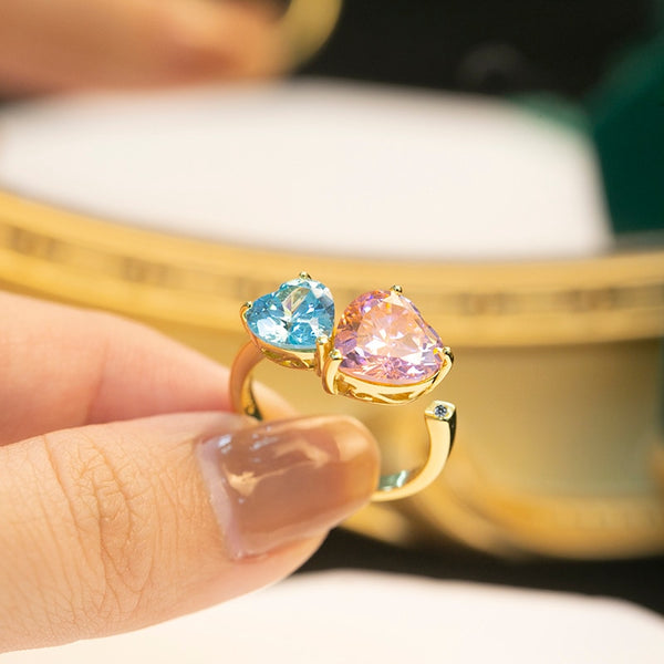 Anillos de piedras preciosas con forma de corazón romántico para mujer