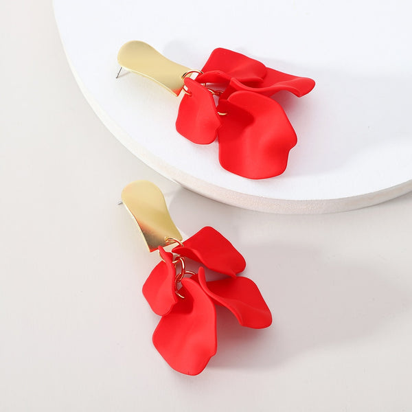 Pendientes colgantes grandes de flores de pétalos de acrílico de diseño de lujo