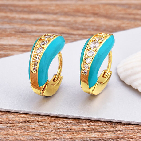 Hot Selling Fashion 6 Candy Color Enamel Oil Drop Round Pendant Crystal Earrings Women&#39;s Classic Party Wedding Exquisite Jewelry