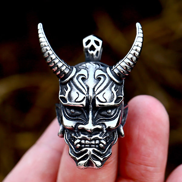 Collar con colgante de calavera para hombre, estilo retro gótico, punk, prajna, fantasma, demonio, colmillo, máscara