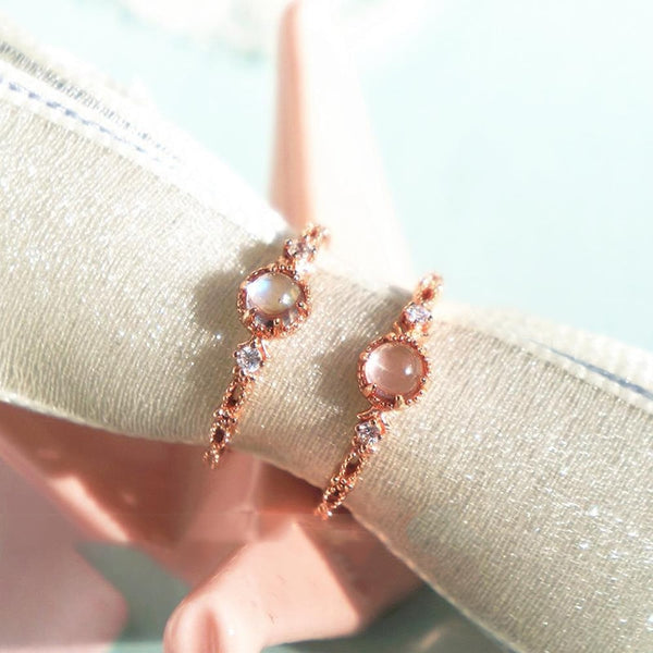 Original natural chalcedony body powder crystal opening adjustable ring