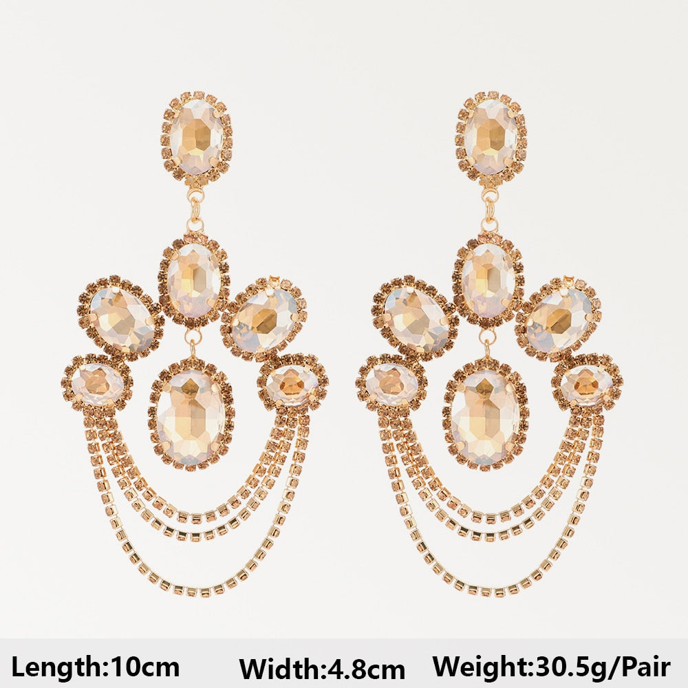 Modern Vintage Champagne Series Big Dangle Drop Earrings For Women