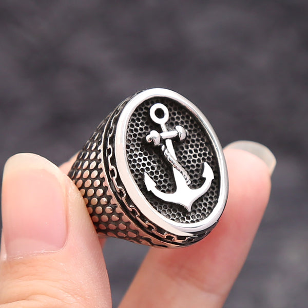 Anillo de ancla vikingo vintage de moda para hombres y mujeres