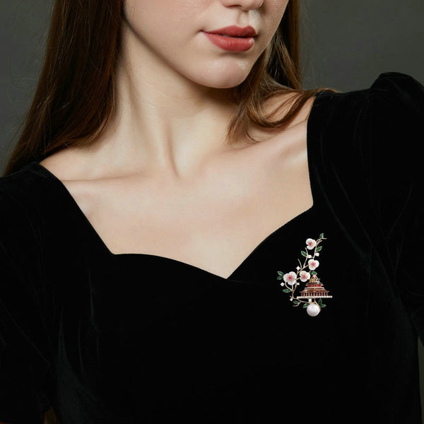 Design Clothing Simulation Pearl Flower Cheongsam Chinese Clothing Accessories Chinese Attic Palace Brooch