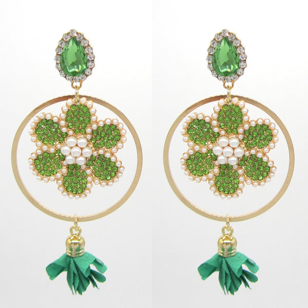 New Rhinestone Earrings Trend Big Drop Earrings Statement Flower Pendants for Women