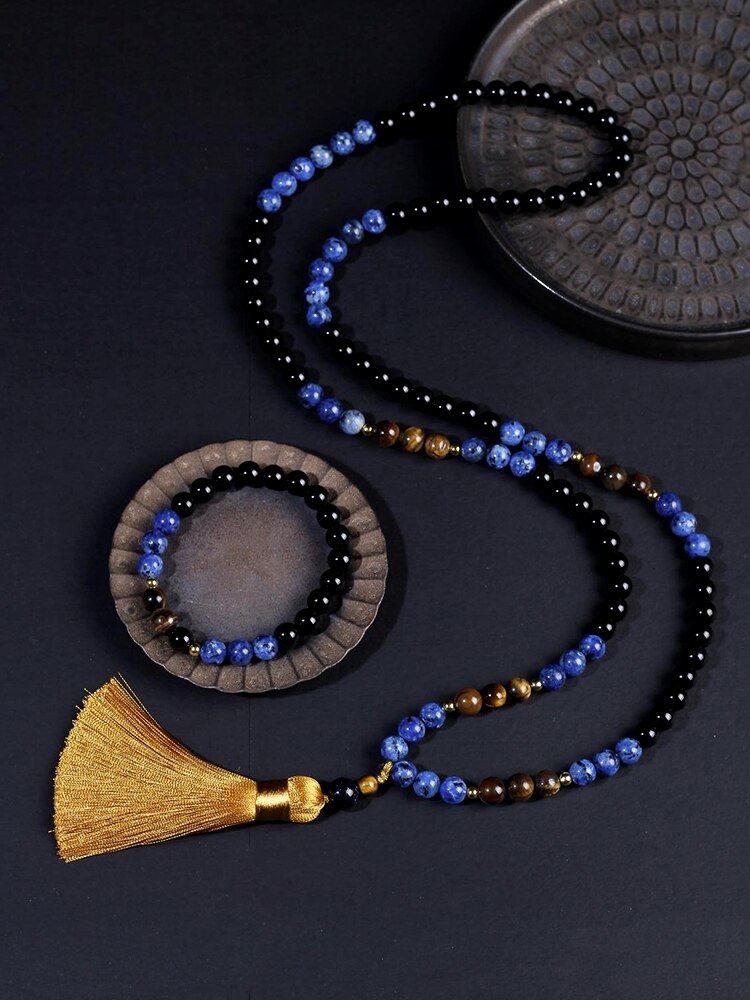 Japamala 108 necklace,tassel,Beaded Necklace,female and male necklace