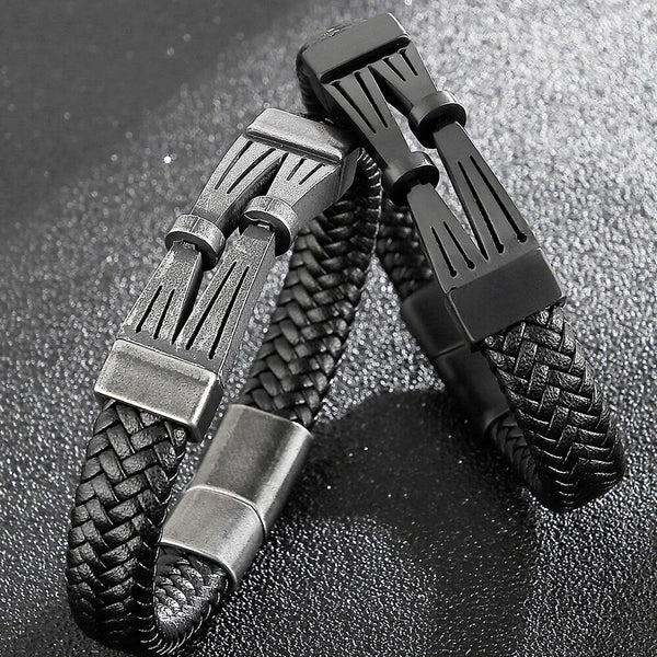 Pulsera de cuero trenzada hecha a mano para hombre