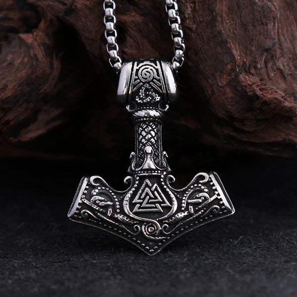 Collares con colgante de martillo de Thor vikingo vintage de moda