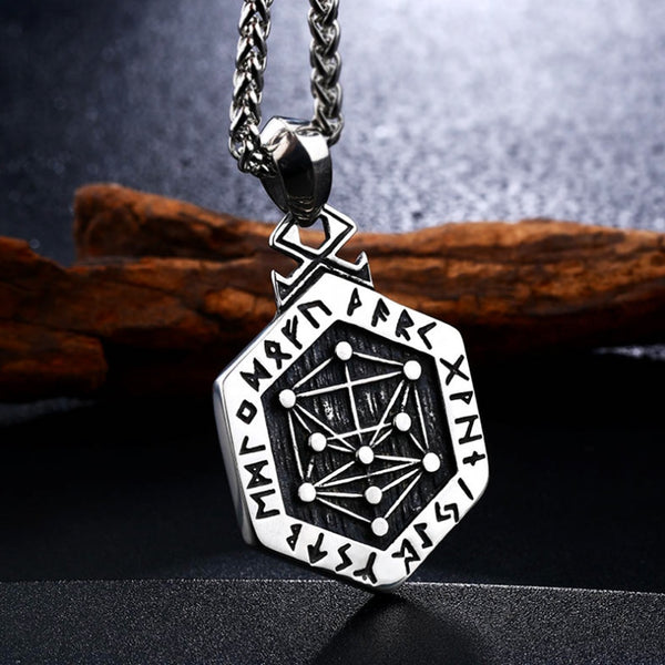 Collar con colgante vintage vikingo Yggdrasil, estilo punk nórdico de acero inoxidable, colgante de runa de Odín