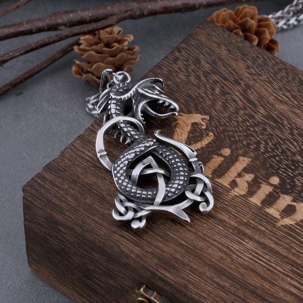 Collar de dragón retro vikingo nórdico para hombre