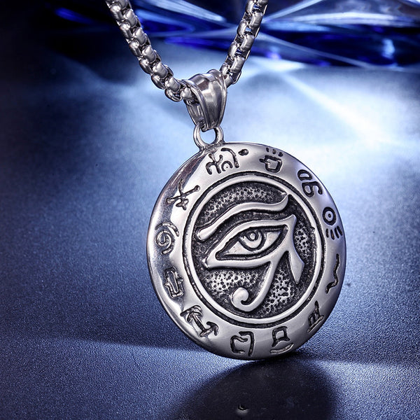 Collar vintage con colgante de ojo de Horus egipcio para hombre