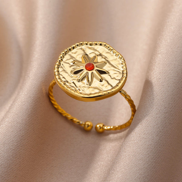 Irregular Round Sunflower Finger Ring For Women
