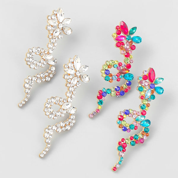Pendientes Pauli Manfi de serpiente con diamantes de imitación de metal, nuevos y modernos, para fiestas escolares, sencillos y llamativos.