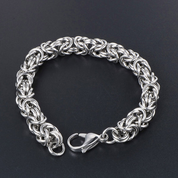 Pulsera trenzada de acero inoxidable estilo punk hip hop para hombre y mujer