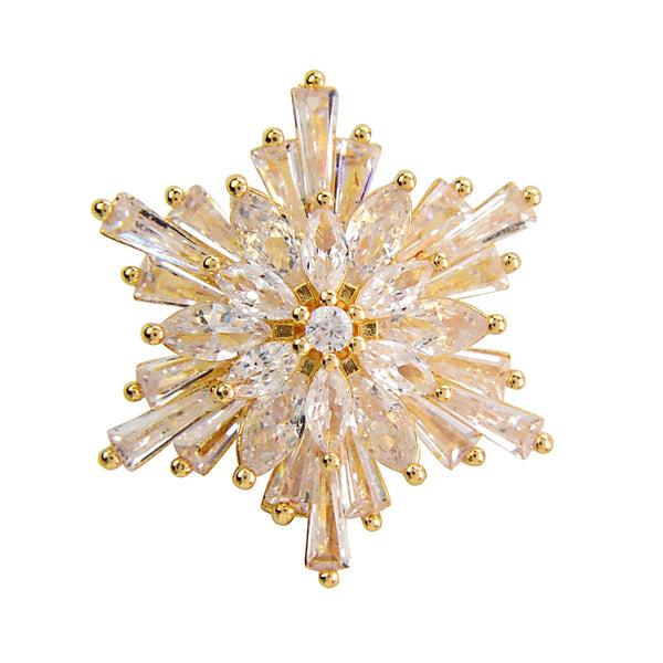 Cubic Zirconia Snowflake Collar Pin Brooches For Women And Men