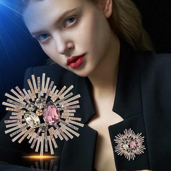 Copper Cubic Zirconia Brooch Women