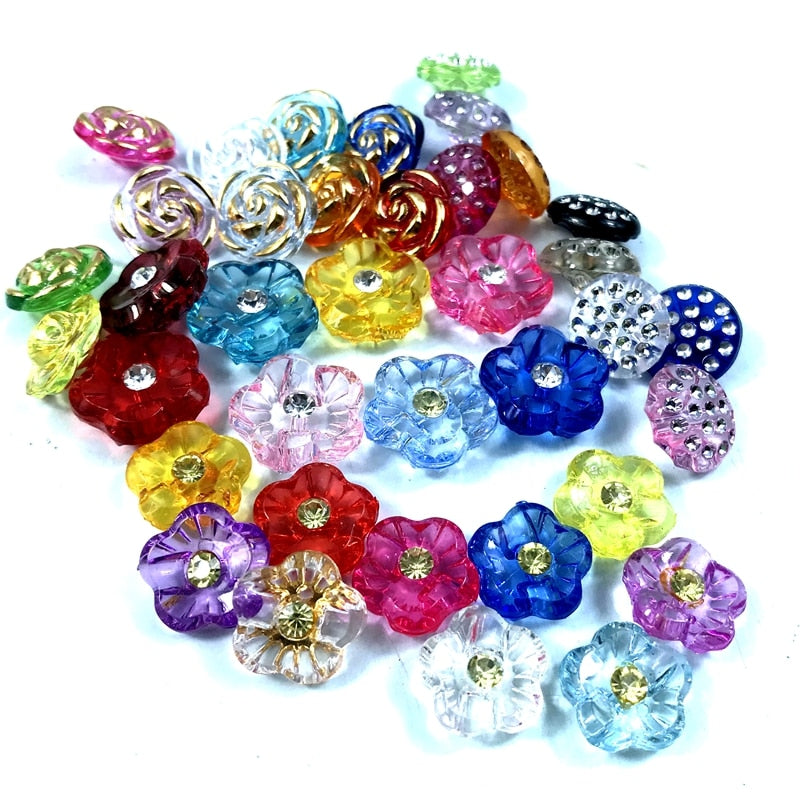 Year-Round Universal Female Clothing Sweater Accessories Mixed Color Electroplating Point Drill Acrylic Button