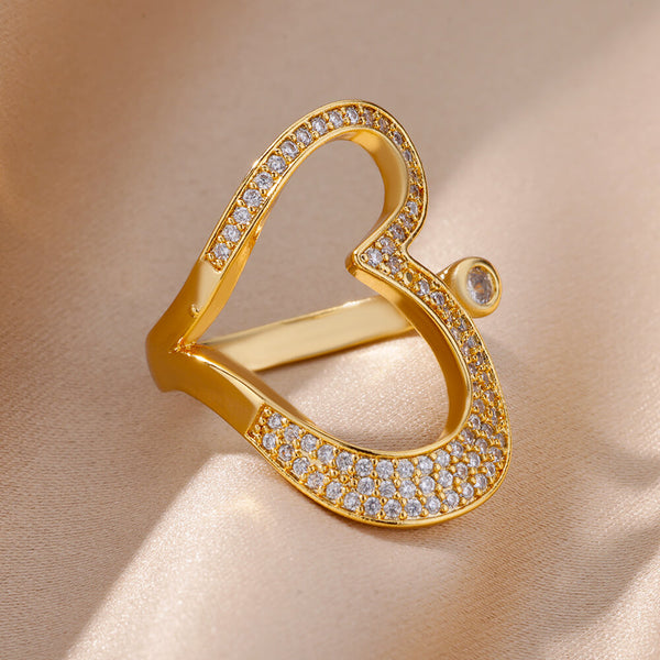 Heart Stainless Steel Gold Color Rings for Women