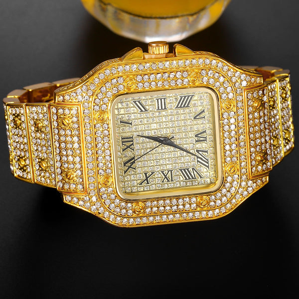 Luxury Brand ICED OUT Watch Quartz Gold HIP HOP Wrist Watches
