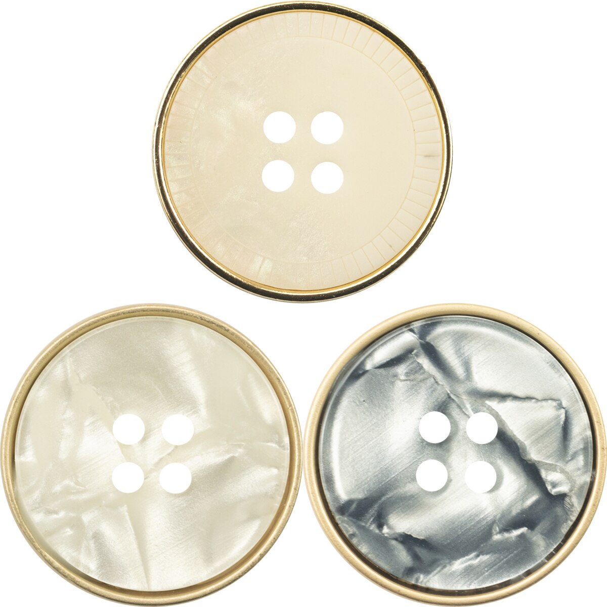 6pcs  New Designer Buttons Combination Metal Rim Shell Like Polyester Buttons