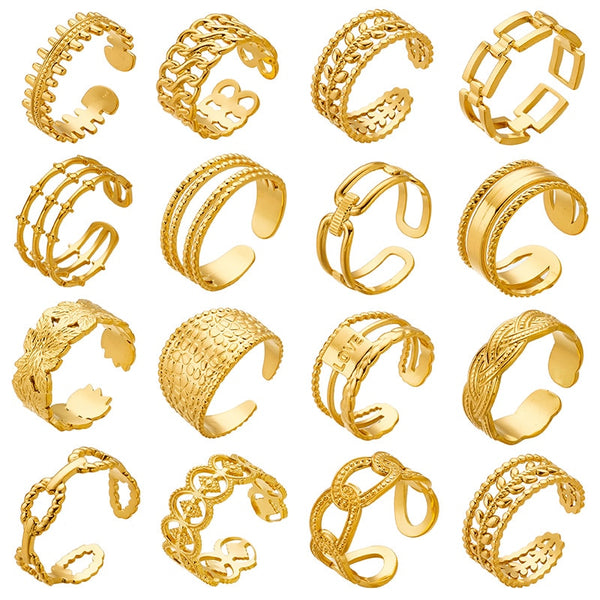 316L Stainless Steel Opening Adjustable Rings For Women