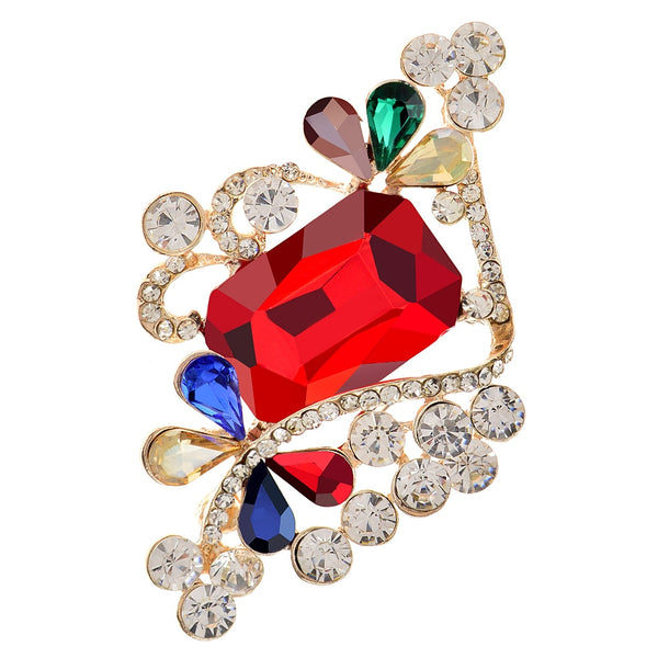 Rhinestone Large Square Brooch Elegant Wedding Shining Pin 6 Colors Available