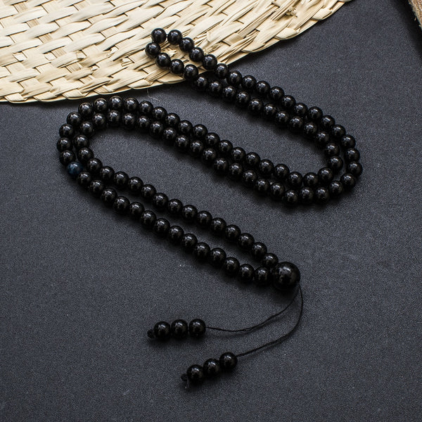 Pulsera elástica con cuentas de ónix negro de 6 mm