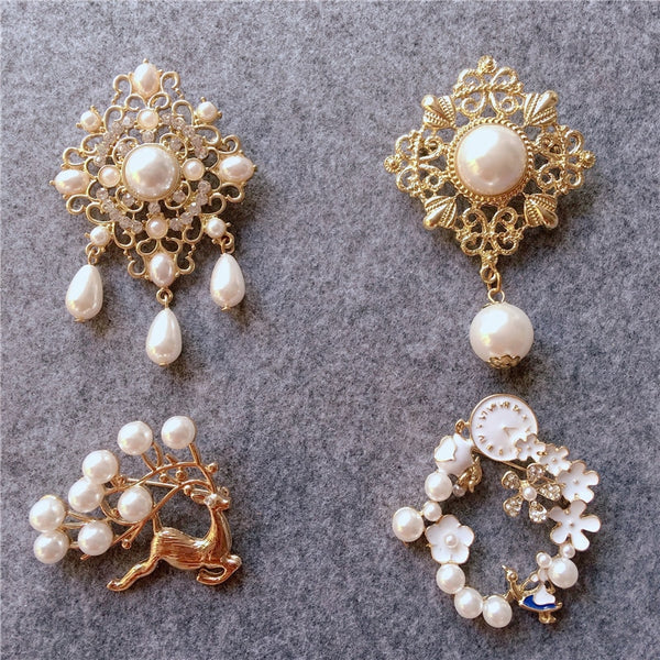 Broche vintage de perla de cervatillo para abrigo, broche con hebilla para cárdigan, broche para sombrero de mujer, broches para abrigo