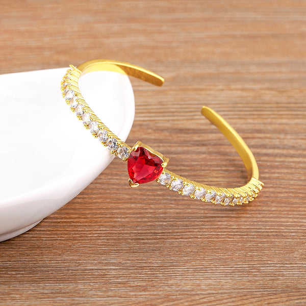 Pulsera de lujo con cristales de imitación y corazón para mujer