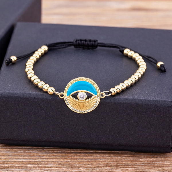 Pulsera de cristal de ojo turco con circonita de alta calidad para mujer