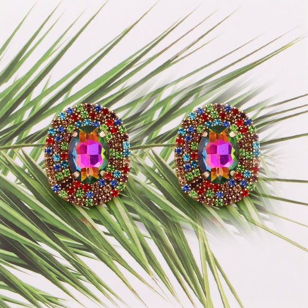 Women Rhinestone Earrings Fashion Stud Earrings Oval Stud Earrings For Women